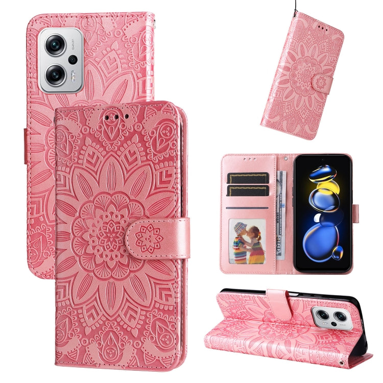 Embossed Sunflower Leather Phone Case, For Xiaomi Redmi K40S / Poco F4, For Xiaomi Redmi Note 11T Pro/Poco X4 GT, For Infinix Hot 12, For Infinix Hot 12 Play