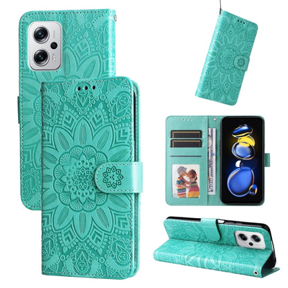 Embossed Sunflower Leather Phone Case, For Xiaomi Redmi K40S / Poco F4, For Xiaomi Redmi Note 11T Pro/Poco X4 GT, For Infinix Hot 12, For Infinix Hot 12 Play