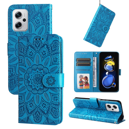 Embossed Sunflower Leather Phone Case, For Xiaomi Redmi K40S / Poco F4, For Xiaomi Redmi Note 11T Pro/Poco X4 GT, For Infinix Hot 12, For Infinix Hot 12 Play