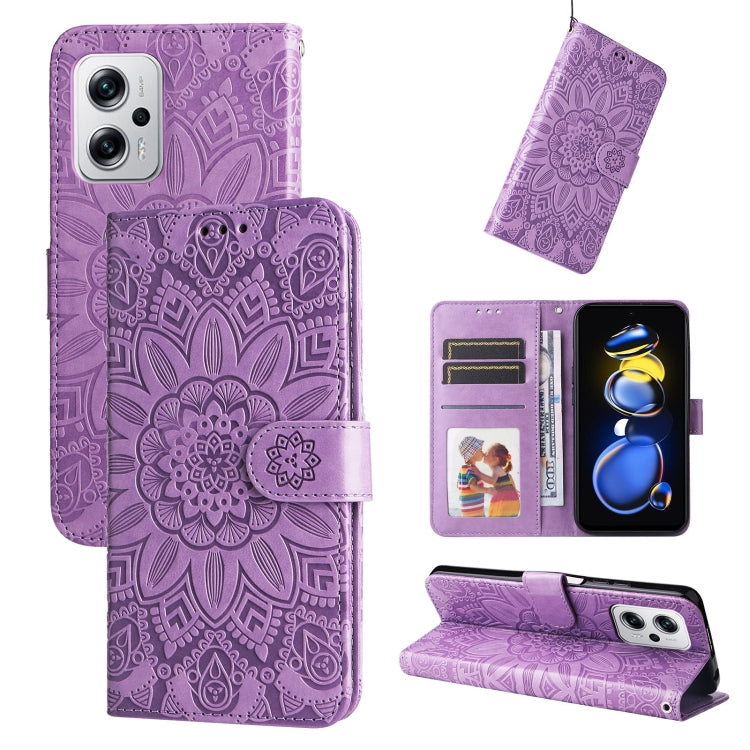 Embossed Sunflower Leather Phone Case, For Xiaomi Redmi K40S / Poco F4, For Xiaomi Redmi Note 11T Pro/Poco X4 GT, For Infinix Hot 12, For Infinix Hot 12 Play