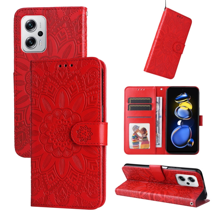 Embossed Sunflower Leather Phone Case, For Xiaomi Redmi K40S / Poco F4, For Xiaomi Redmi Note 11T Pro/Poco X4 GT, For Infinix Hot 12, For Infinix Hot 12 Play