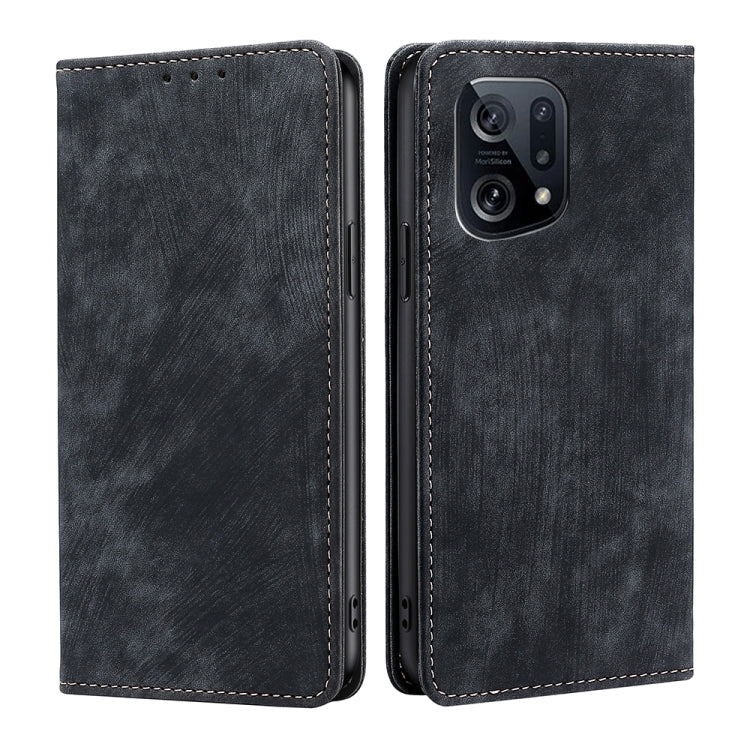RFID Anti-theft Brush Magnetic Leather Phone Case, For OPPO A36 4G/A76 4G Global, For OPPO Find X2, For OPPO Find X5, For OPPO K10 Pro 5G