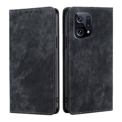 RFID Anti-theft Brush Magnetic Leather Phone Case, For OPPO A36 4G/A76 4G Global, For OPPO Find X2, For OPPO Find X5, For OPPO K10 Pro 5G