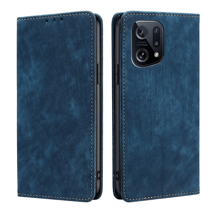 RFID Anti-theft Brush Magnetic Leather Phone Case, For OPPO A36 4G/A76 4G Global, For OPPO Find X2, For OPPO Find X5, For OPPO K10 Pro 5G
