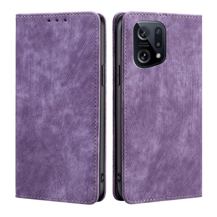 RFID Anti-theft Brush Magnetic Leather Phone Case, For OPPO A36 4G/A76 4G Global, For OPPO Find X2, For OPPO Find X5, For OPPO K10 Pro 5G