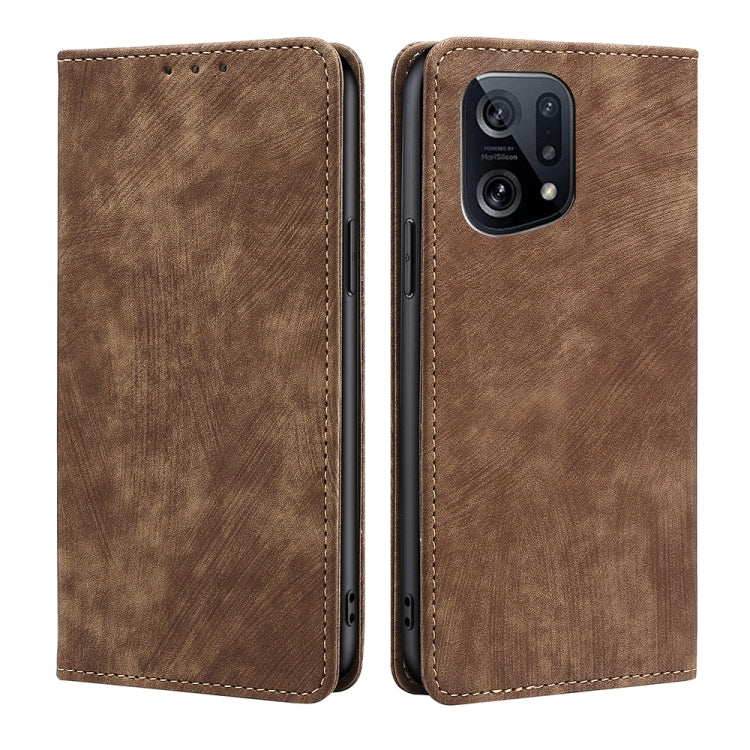 RFID Anti-theft Brush Magnetic Leather Phone Case, For OPPO A36 4G/A76 4G Global, For OPPO Find X2, For OPPO Find X5, For OPPO K10 Pro 5G