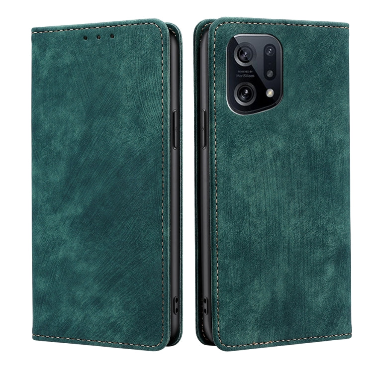 RFID Anti-theft Brush Magnetic Leather Phone Case, For OPPO A36 4G/A76 4G Global, For OPPO Find X2, For OPPO Find X5, For OPPO K10 Pro 5G