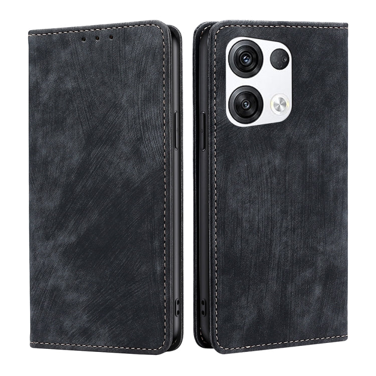 RFID Anti-theft Brush Magnetic Leather Phone Case, For OPPO Reno6 Pro, For OPPO Reno8 5G, For OPPO Reno8 Pro+ 5G, For Realme 9 Pro/V25/Q5 5G