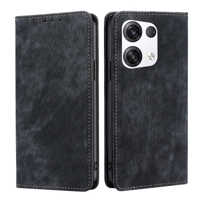 RFID Anti-theft Brush Magnetic Leather Phone Case, For OPPO Reno6 Pro, For OPPO Reno8 5G, For OPPO Reno8 Pro+ 5G, For Realme 9 Pro/V25/Q5 5G