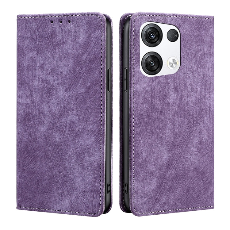 RFID Anti-theft Brush Magnetic Leather Phone Case, For OPPO Reno6 Pro, For OPPO Reno8 5G, For OPPO Reno8 Pro+ 5G, For Realme 9 Pro/V25/Q5 5G