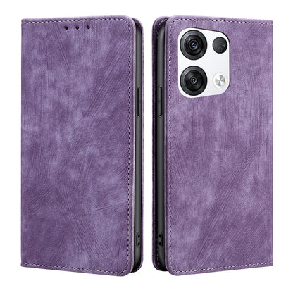 RFID Anti-theft Brush Magnetic Leather Phone Case, For OPPO Reno6 Pro, For OPPO Reno8 5G, For OPPO Reno8 Pro+ 5G, For Realme 9 Pro/V25/Q5 5G