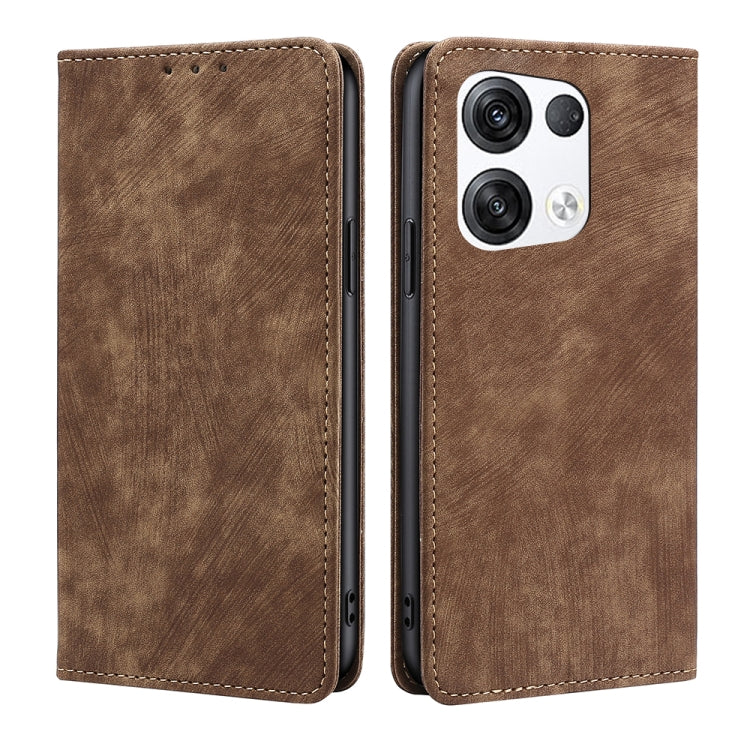RFID Anti-theft Brush Magnetic Leather Phone Case, For OPPO Reno6 Pro, For OPPO Reno8 5G, For OPPO Reno8 Pro+ 5G, For Realme 9 Pro/V25/Q5 5G