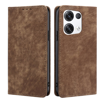 RFID Anti-theft Brush Magnetic Leather Phone Case, For OPPO Reno6 Pro, For OPPO Reno8 5G, For OPPO Reno8 Pro+ 5G, For Realme 9 Pro/V25/Q5 5G