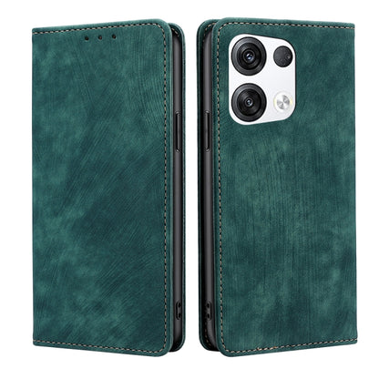 RFID Anti-theft Brush Magnetic Leather Phone Case, For OPPO Reno6 Pro, For OPPO Reno8 5G, For OPPO Reno8 Pro+ 5G, For Realme 9 Pro/V25/Q5 5G