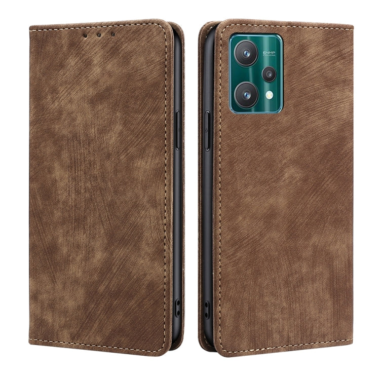RFID Anti-theft Brush Magnetic Leather Phone Case, For OPPO Reno6 Pro, For OPPO Reno8 5G, For OPPO Reno8 Pro+ 5G, For Realme 9 Pro/V25/Q5 5G