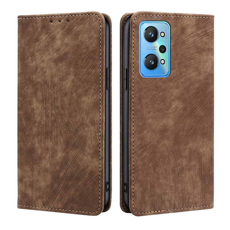 RFID Anti-theft Brush Magnetic Leather Phone Case, For Realme 9i, For Realme C31, For Realme GT Neo2 5G, For Realme GT Neo3