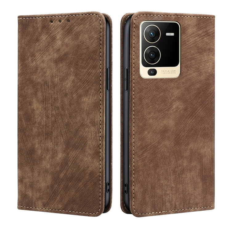 RFID Anti-theft Brush Magnetic Leather Phone Case, For Realme Narzo 50A, For vivo S15 5G, For vivo S15E 5G/T1 Snapdragon 778G, For vivo X60 Pro+