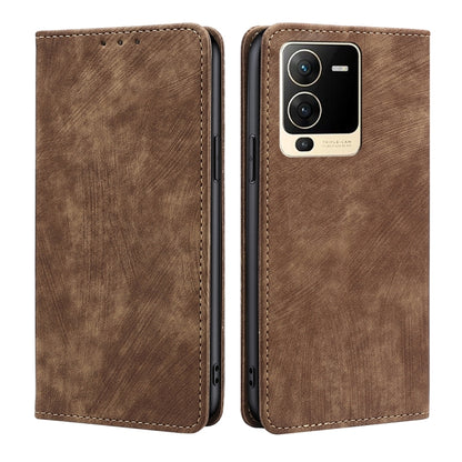 RFID Anti-theft Brush Magnetic Leather Phone Case, For Realme Narzo 50A, For vivo S15 5G, For vivo S15E 5G/T1 Snapdragon 778G, For vivo X60 Pro+