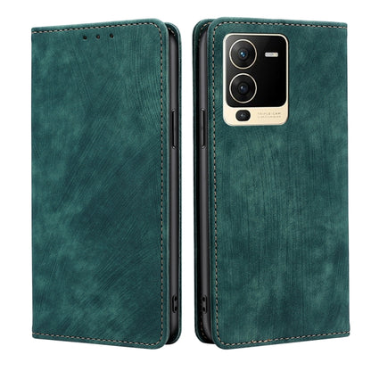 RFID Anti-theft Brush Magnetic Leather Phone Case, For Realme Narzo 50A, For vivo S15 5G, For vivo S15E 5G/T1 Snapdragon 778G, For vivo X60 Pro+