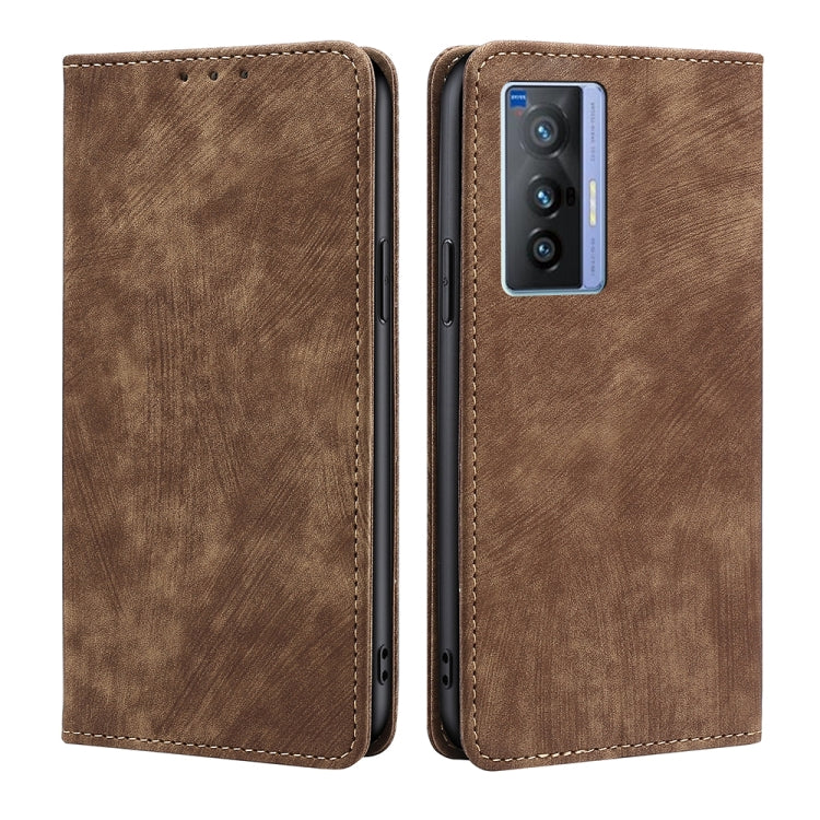 RFID Anti-theft Brush Magnetic Leather Phone Case, For vivo X70, For vivo Y55S 5G, For Huawei Nova 8i, For Huawei Mate 40