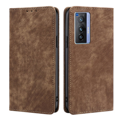 RFID Anti-theft Brush Magnetic Leather Phone Case, For vivo X70, For vivo Y55S 5G, For Huawei Nova 8i, For Huawei Mate 40