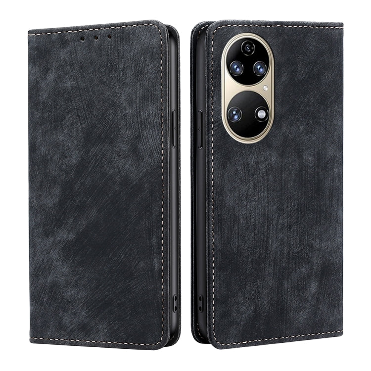RFID Anti-theft Brush Magnetic Leather Phone Case, For Huawei Nova 9 SE 4G, For Huawei Nova 10, For Huawei Nova 10 Pro, For Huawei P50