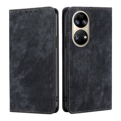 RFID Anti-theft Brush Magnetic Leather Phone Case, For Huawei Nova 9 SE 4G, For Huawei Nova 10, For Huawei Nova 10 Pro, For Huawei P50