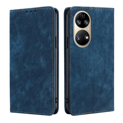 RFID Anti-theft Brush Magnetic Leather Phone Case, For Huawei Nova 9 SE 4G, For Huawei Nova 10, For Huawei Nova 10 Pro, For Huawei P50