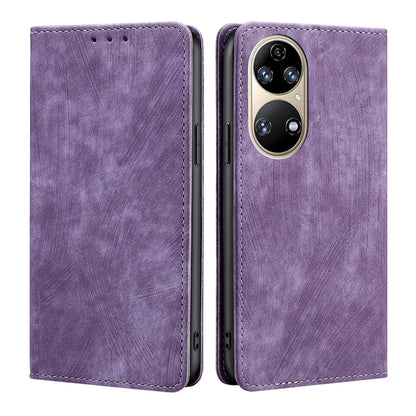 RFID Anti-theft Brush Magnetic Leather Phone Case, For Huawei Nova 9 SE 4G, For Huawei Nova 10, For Huawei Nova 10 Pro, For Huawei P50
