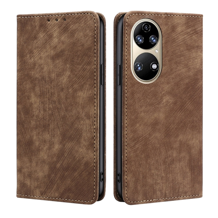 RFID Anti-theft Brush Magnetic Leather Phone Case, For Huawei Nova 9 SE 4G, For Huawei Nova 10, For Huawei Nova 10 Pro, For Huawei P50