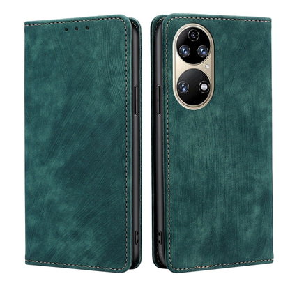 RFID Anti-theft Brush Magnetic Leather Phone Case, For Huawei Nova 9 SE 4G, For Huawei Nova 10, For Huawei Nova 10 Pro, For Huawei P50
