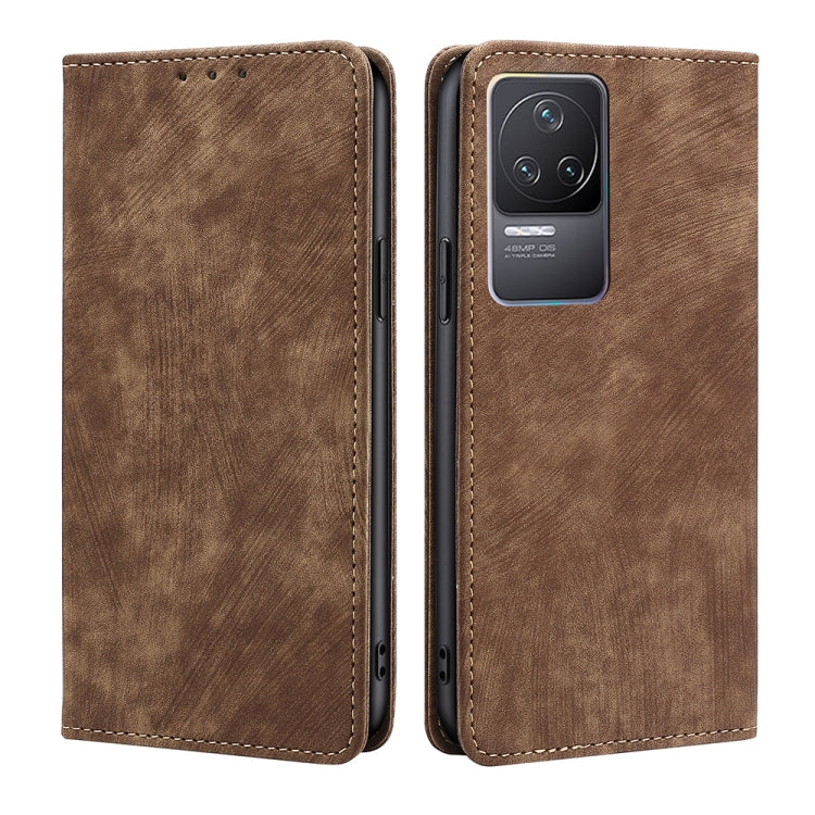 RFID Anti-theft Brush Magnetic Leather Phone Case, For Xiaomi Redmi K50/K50 Pro, For Xiaomi Redmi Note 11 5G/Poco M4 Pro 5G, For Xiaomi Redmi Note 10 JE  Japan, For Xiaomi 12