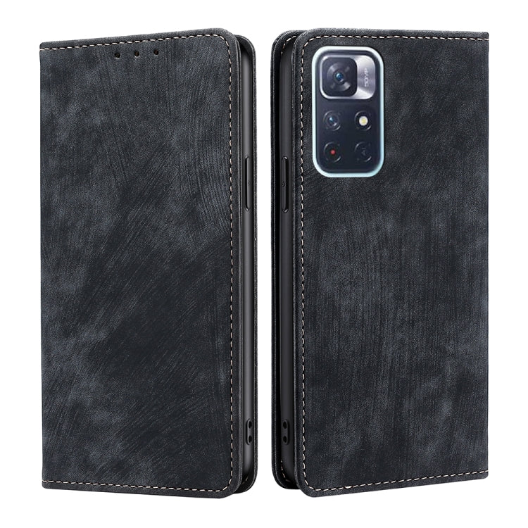 RFID Anti-theft Brush Magnetic Leather Phone Case, For Xiaomi Redmi K50/K50 Pro, For Xiaomi Redmi Note 11 5G/Poco M4 Pro 5G, For Xiaomi Redmi Note 10 JE  Japan, For Xiaomi 12