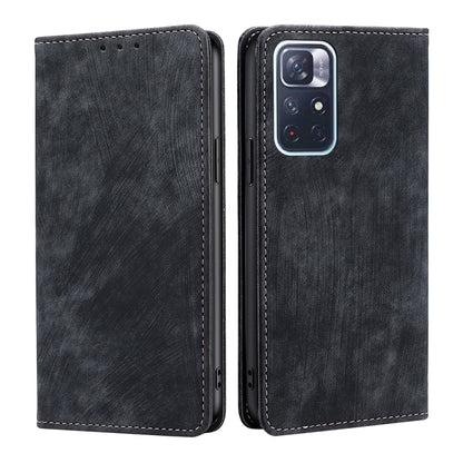RFID Anti-theft Brush Magnetic Leather Phone Case, For Xiaomi Redmi K50/K50 Pro, For Xiaomi Redmi Note 11 5G/Poco M4 Pro 5G, For Xiaomi Redmi Note 10 JE  Japan, For Xiaomi 12