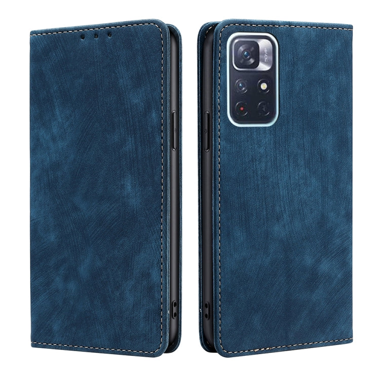 RFID Anti-theft Brush Magnetic Leather Phone Case, For Xiaomi Redmi K50/K50 Pro, For Xiaomi Redmi Note 11 5G/Poco M4 Pro 5G, For Xiaomi Redmi Note 10 JE  Japan, For Xiaomi 12
