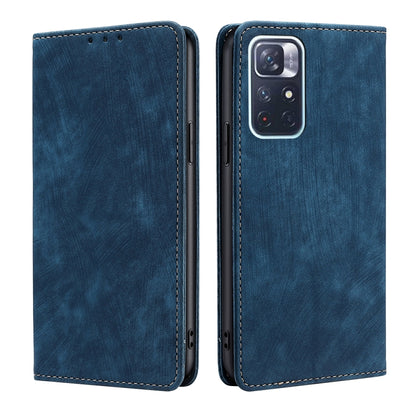 RFID Anti-theft Brush Magnetic Leather Phone Case, For Xiaomi Redmi K50/K50 Pro, For Xiaomi Redmi Note 11 5G/Poco M4 Pro 5G, For Xiaomi Redmi Note 10 JE  Japan, For Xiaomi 12
