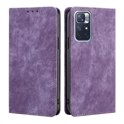 RFID Anti-theft Brush Magnetic Leather Phone Case, For Xiaomi Redmi K50/K50 Pro, For Xiaomi Redmi Note 11 5G/Poco M4 Pro 5G, For Xiaomi Redmi Note 10 JE  Japan, For Xiaomi 12