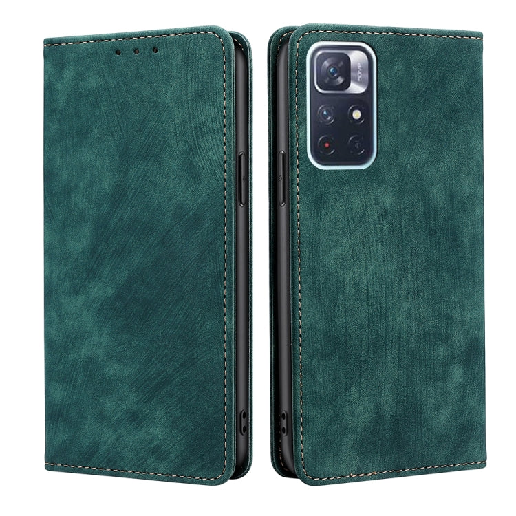 RFID Anti-theft Brush Magnetic Leather Phone Case, For Xiaomi Redmi K50/K50 Pro, For Xiaomi Redmi Note 11 5G/Poco M4 Pro 5G, For Xiaomi Redmi Note 10 JE  Japan, For Xiaomi 12