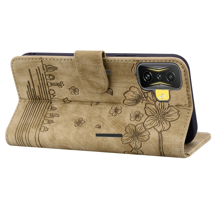 Cartoon Sakura Cat Embossed Leather Phone Case, For Xiaomi Poco F4 GT, For Xiaomi Poco M3 / Redmi 9T Global, For Xiaomi Poco X3 / X3 NFC, For Xiaomi Redmi K40 / K40 Pro