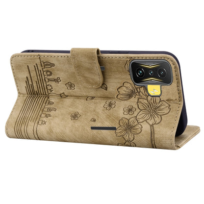 Cartoon Sakura Cat Embossed Leather Phone Case, For Xiaomi Poco F4 GT, For Xiaomi Poco M3 / Redmi 9T Global, For Xiaomi Poco X3 / X3 NFC, For Xiaomi Redmi K40 / K40 Pro