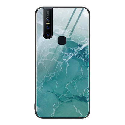 Marble Pattern Glass Protective Phone Case, For OnePlus Nord N100, For vivo V15, For vivo V21