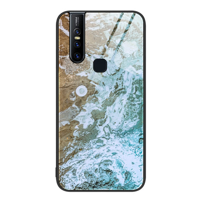 Marble Pattern Glass Protective Phone Case, For OnePlus Nord N100, For vivo V15, For vivo V21