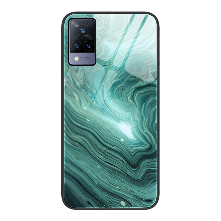 Marble Pattern Glass Protective Phone Case, For OnePlus Nord N100, For vivo V15, For vivo V21