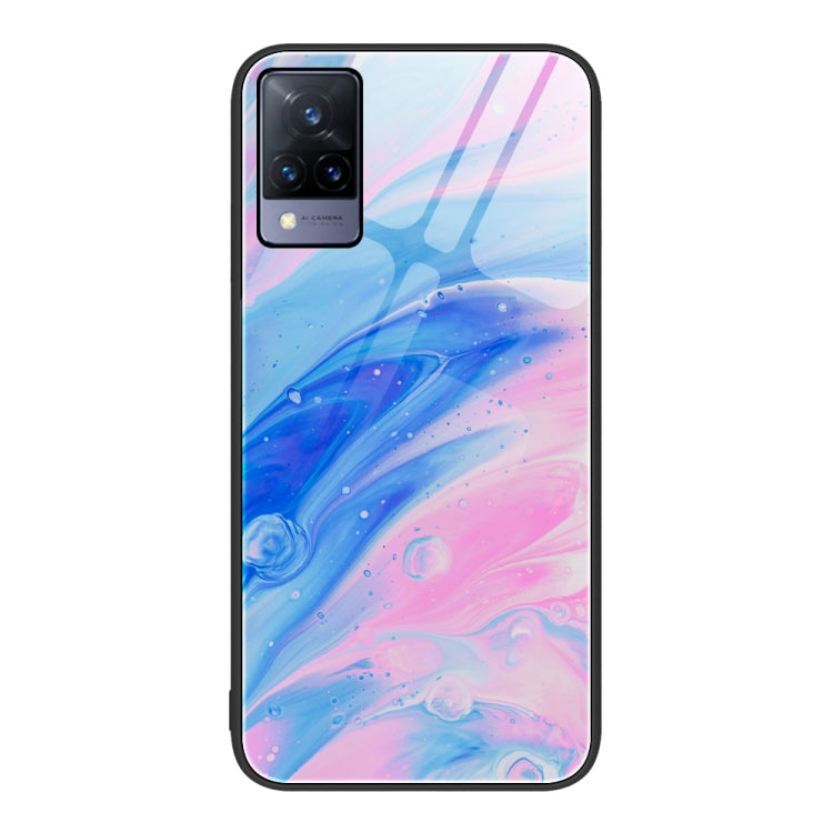 Marble Pattern Glass Protective Phone Case, For OnePlus Nord N100, For vivo V15, For vivo V21