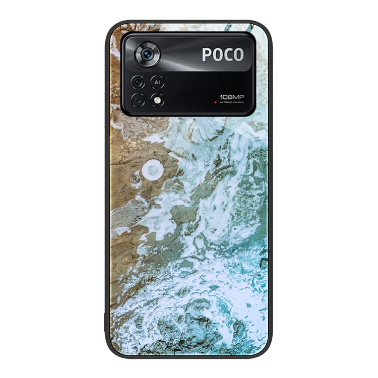 Marble Pattern Glass Protective Phone Case, For Xiaomi Poco X4 Pro 5G