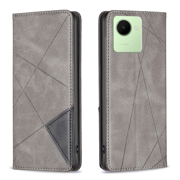 Prismatic Invisible Magnetic Leather Phone Case, For Realme C30