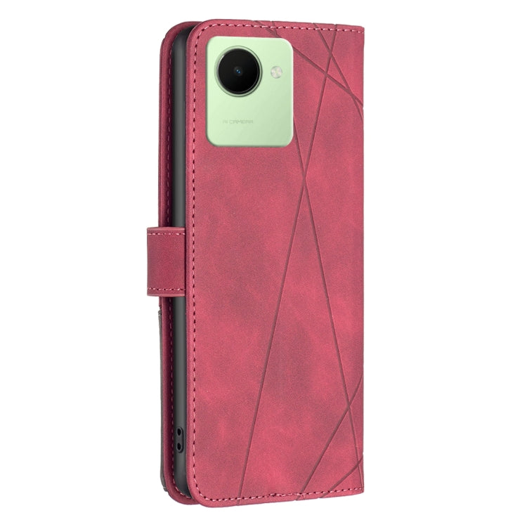 Magnetic Buckle Rhombus Texture Leather Phone Case, For Realme C30