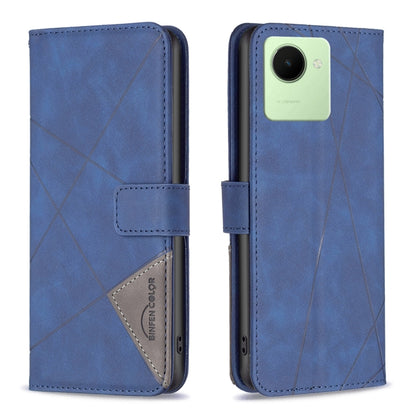 Magnetic Buckle Rhombus Texture Leather Phone Case, For Realme C30