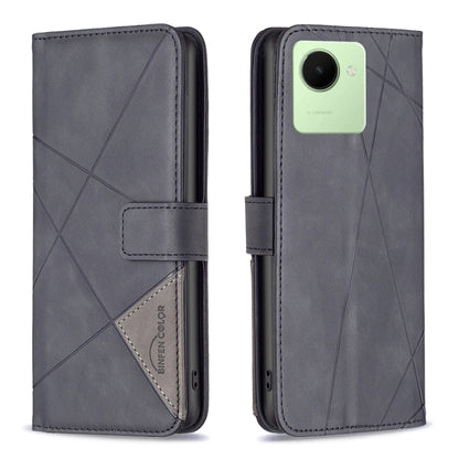 Magnetic Buckle Rhombus Texture Leather Phone Case, For Realme C30