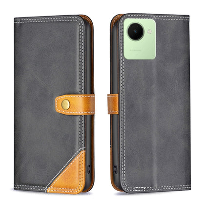 Color Matching Double Sewing Thread Leather Phone Case, For Realme C30